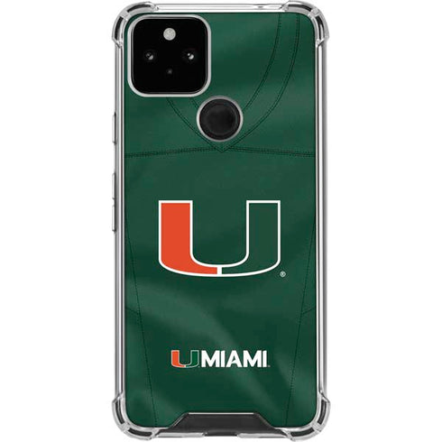 University of Miami Green Jersey Google Pixel 5 Clear Case